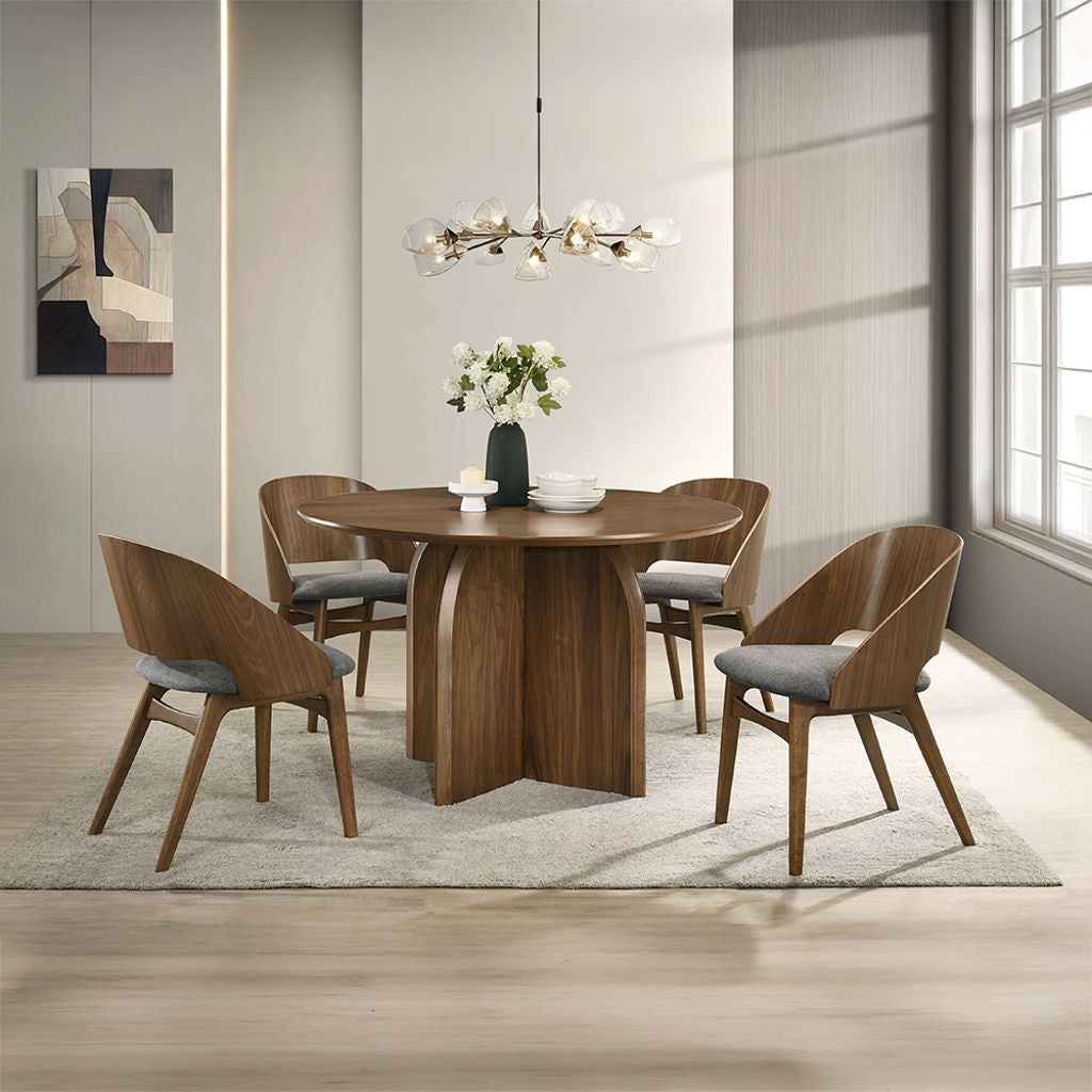 Delmon - Round Dining Table - Dark Walnut