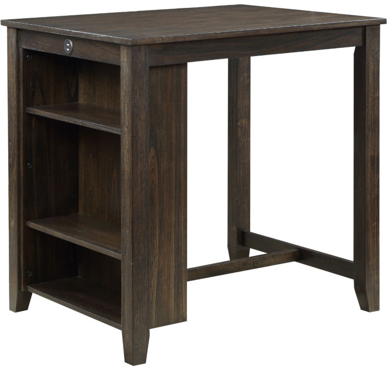 AMPARO Brown Cherry 3 Piece Counter Height Set With USB Ports