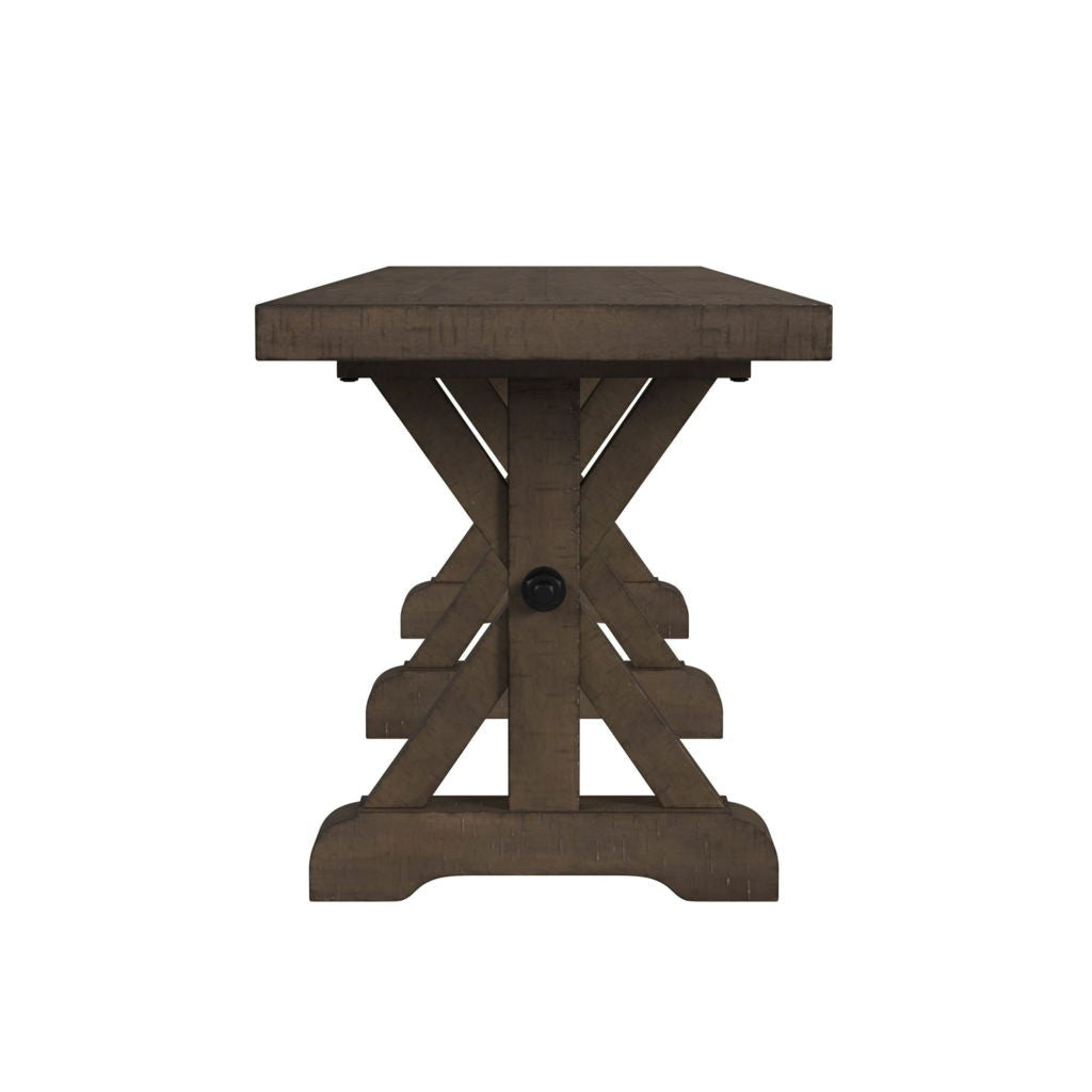 Yellowstone - Dining Bench With Metal Bar Cross - Medium Brown