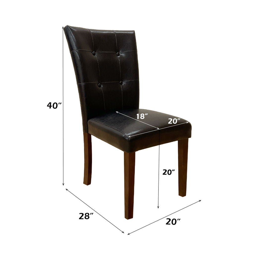 Britney - 20" Side Chair (Set of 2) - Espresso Synthetic Leather & Walnut