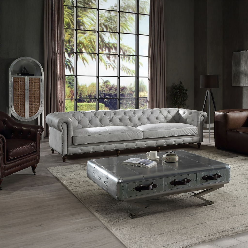 Ofer - Sofa - Vintage White Top Grain Leather