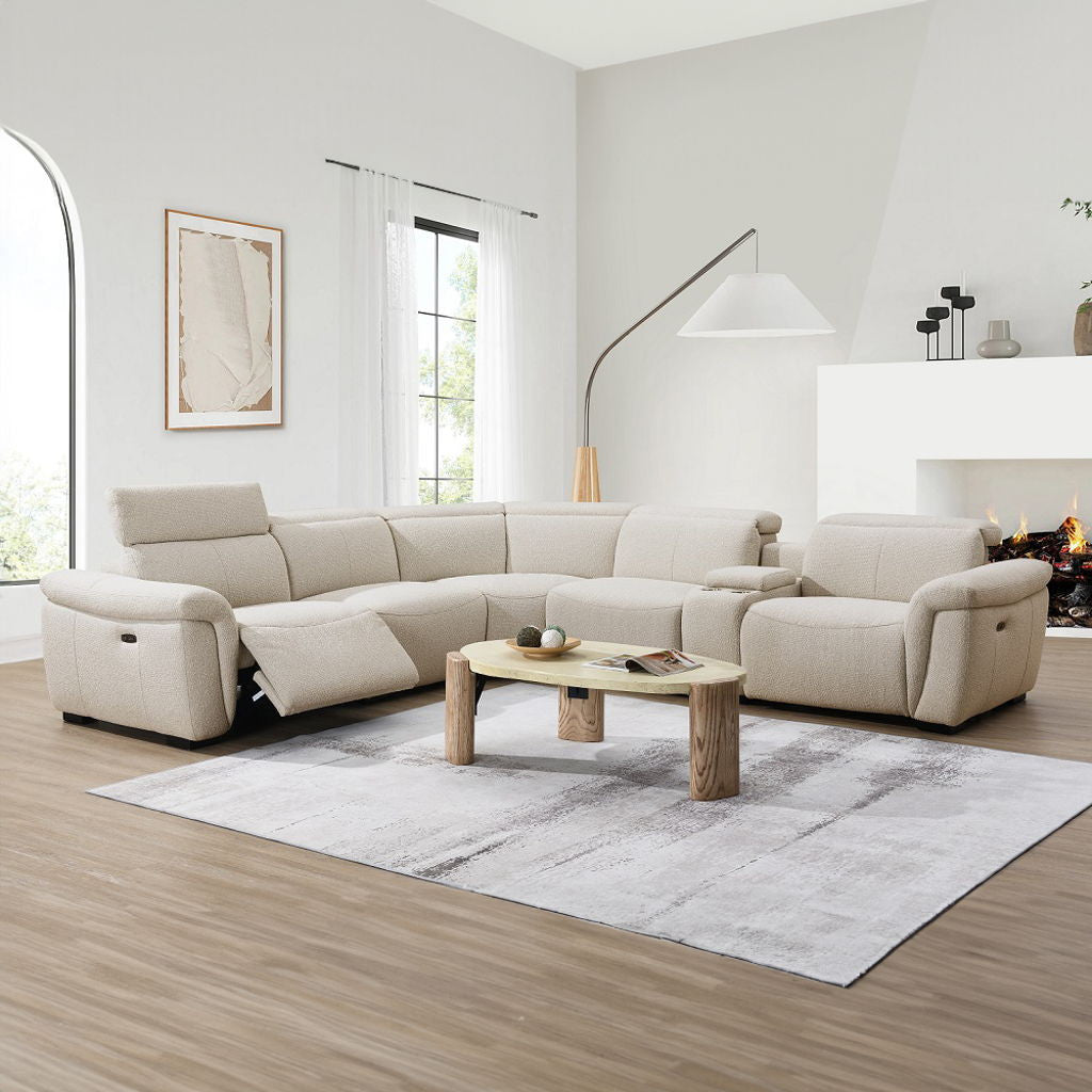 Dayana - Power Motion Sectional Sofa - Beige Boucle
