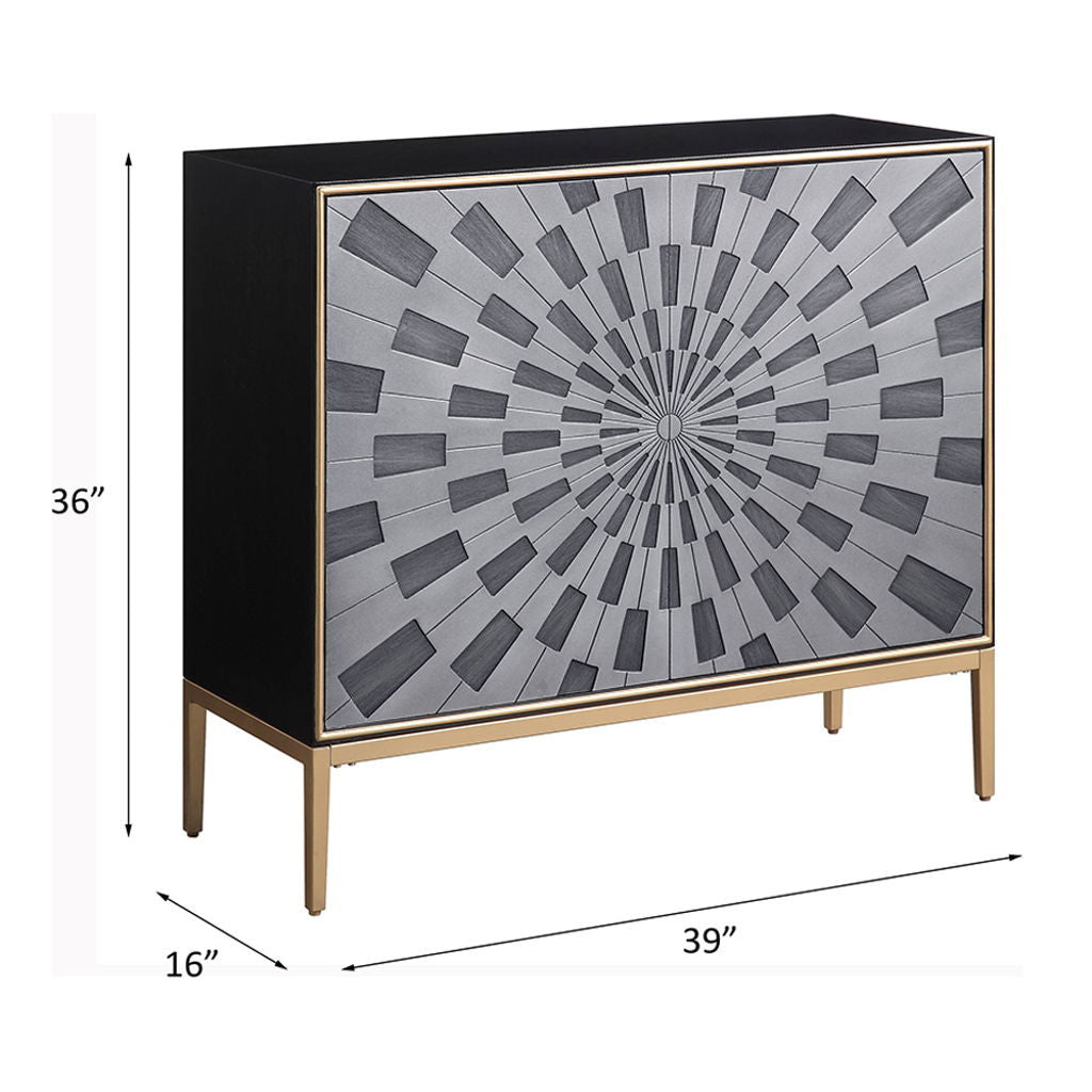 Quilla - Console Cabinet - Black, Gray & Brass