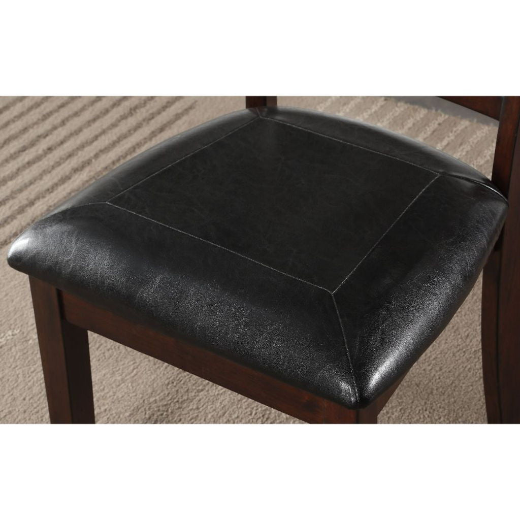 Ingeborg - 5 Piece Dining Set - Black Synthetic Leather & Espresso