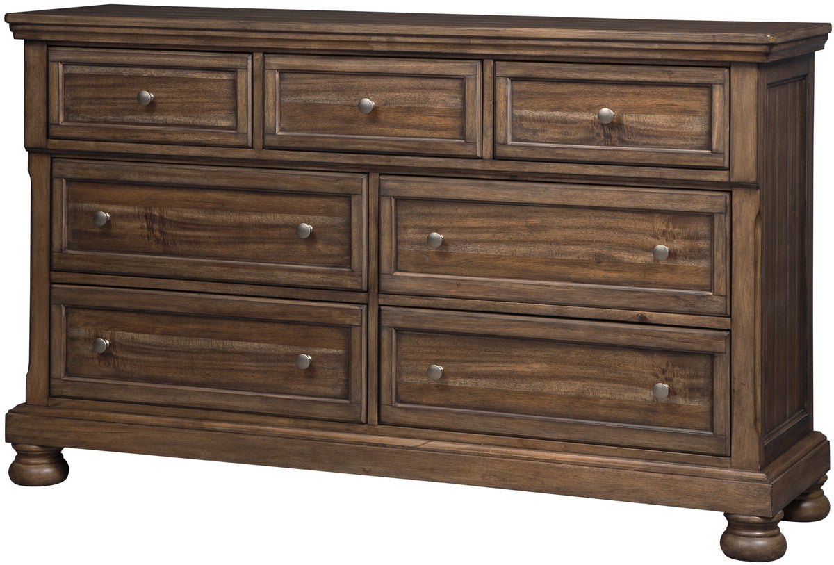BELTON Light Brown 65" Wide Dresser & Mirror