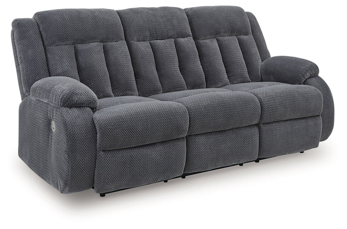 Observation - Reclining Power Sofa With Drop Down Table - Steel