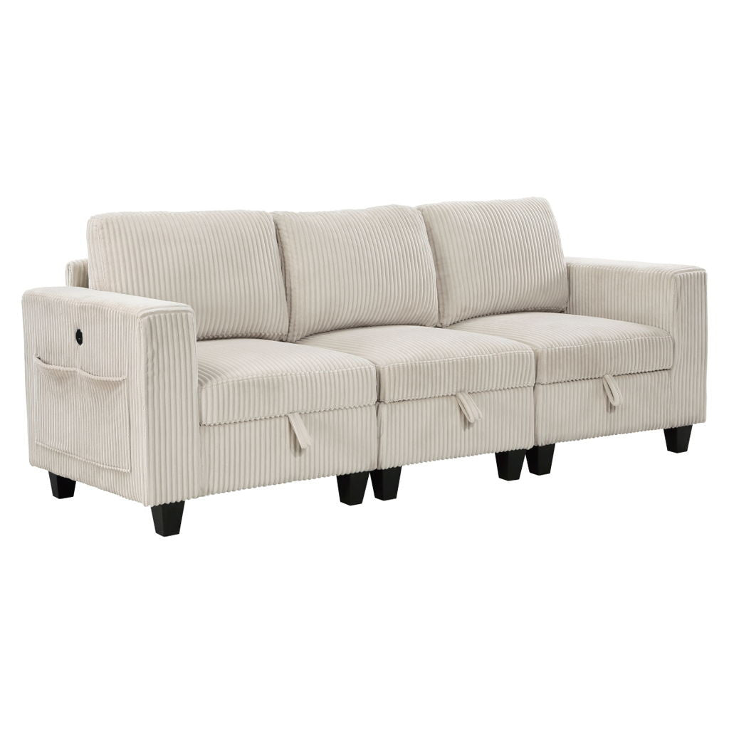 Walterboro - Sofa With Storage, Storage Pouches And Charging Ports