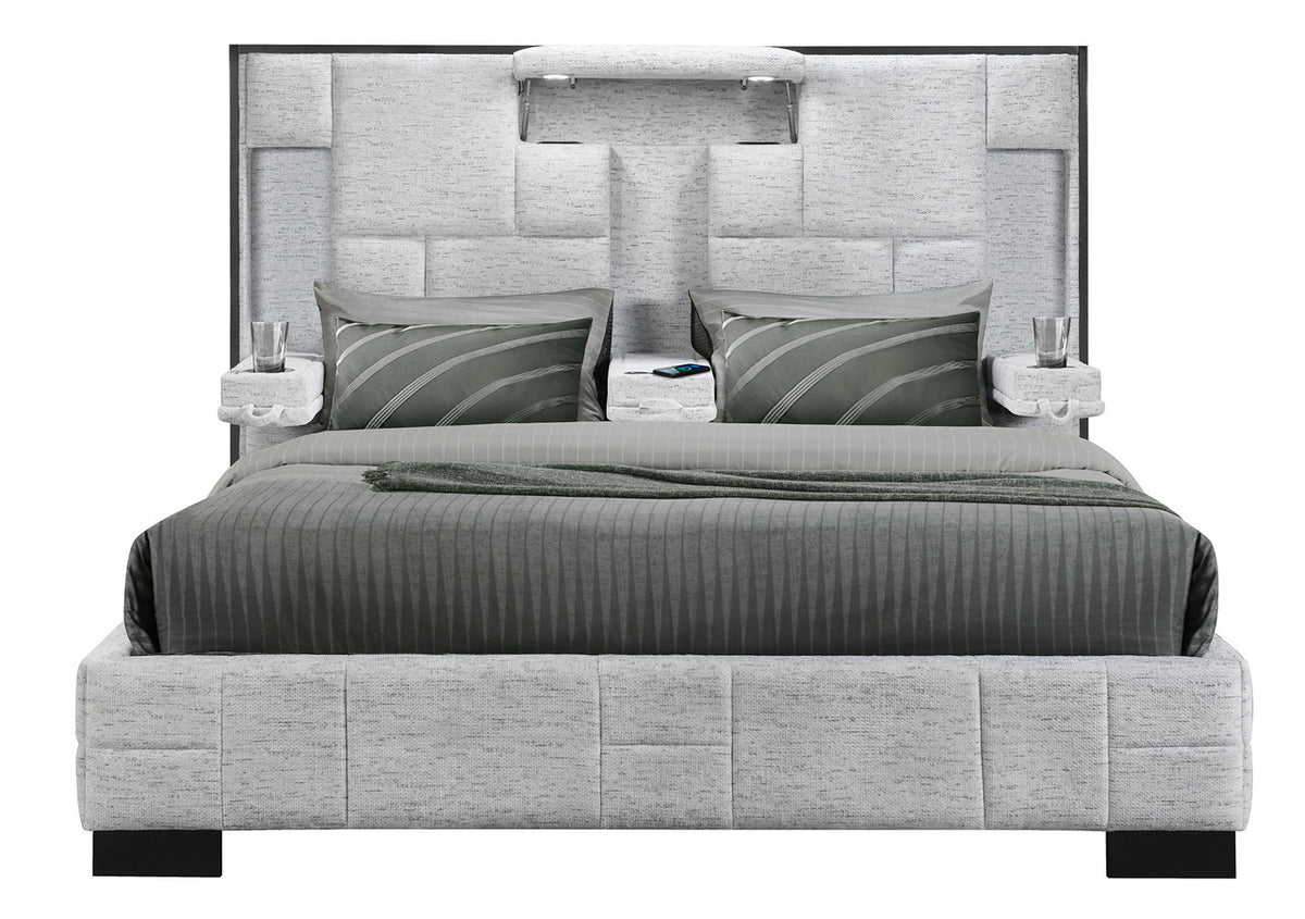 Shiloh Oatmeal Lighted Platform Bed