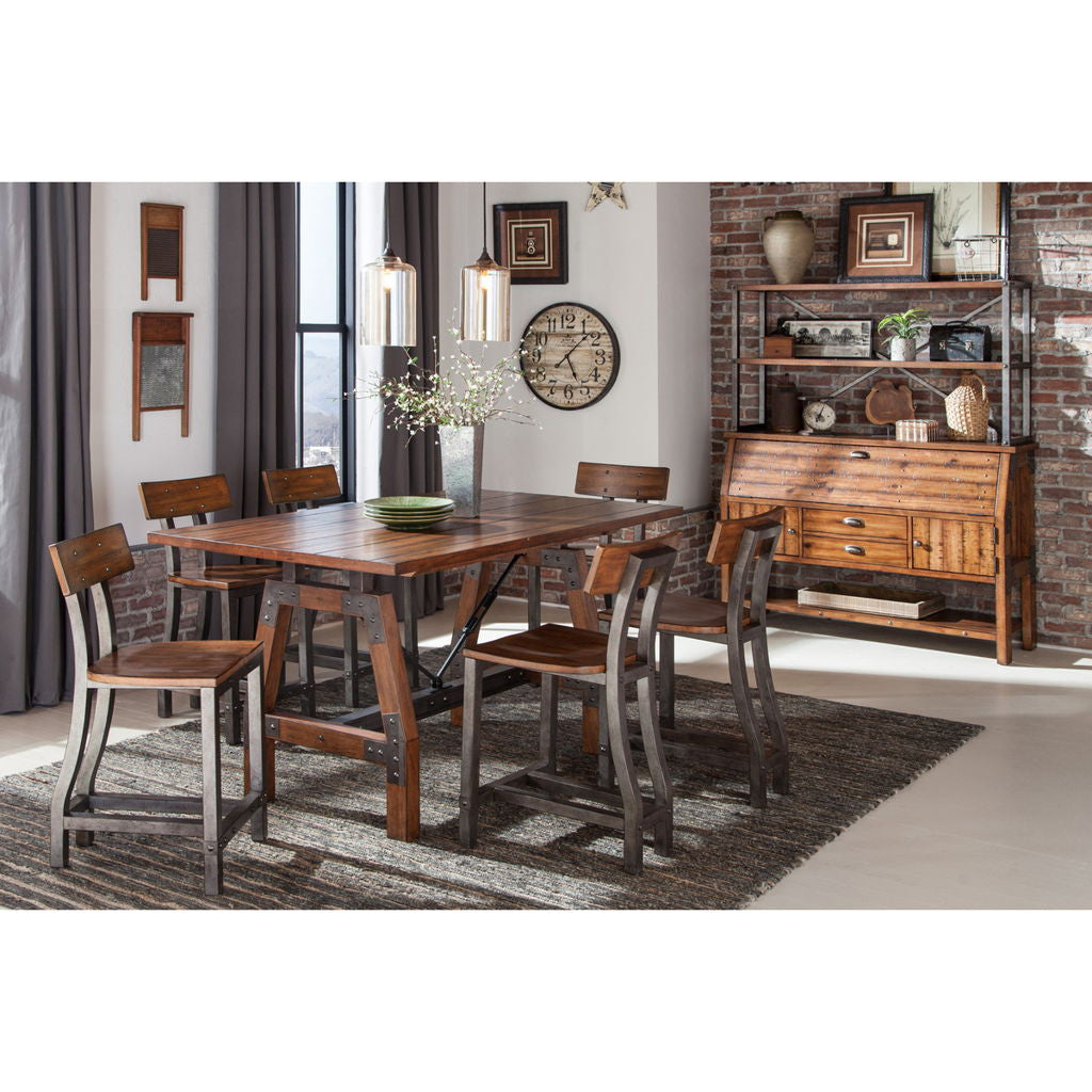 Holverson - Counter Height Table - Rustic Brown / Gunmetal