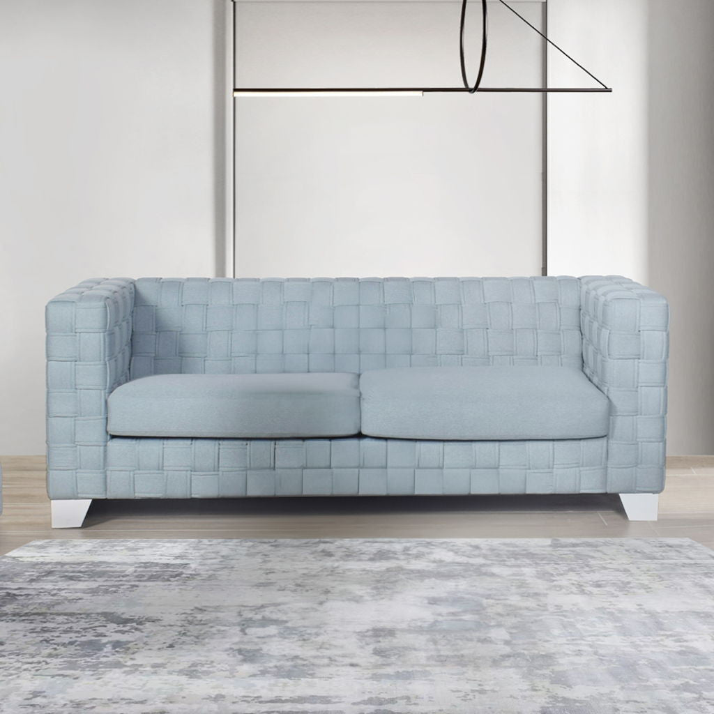 Saree - Sofa - Light Teal Chenille & White