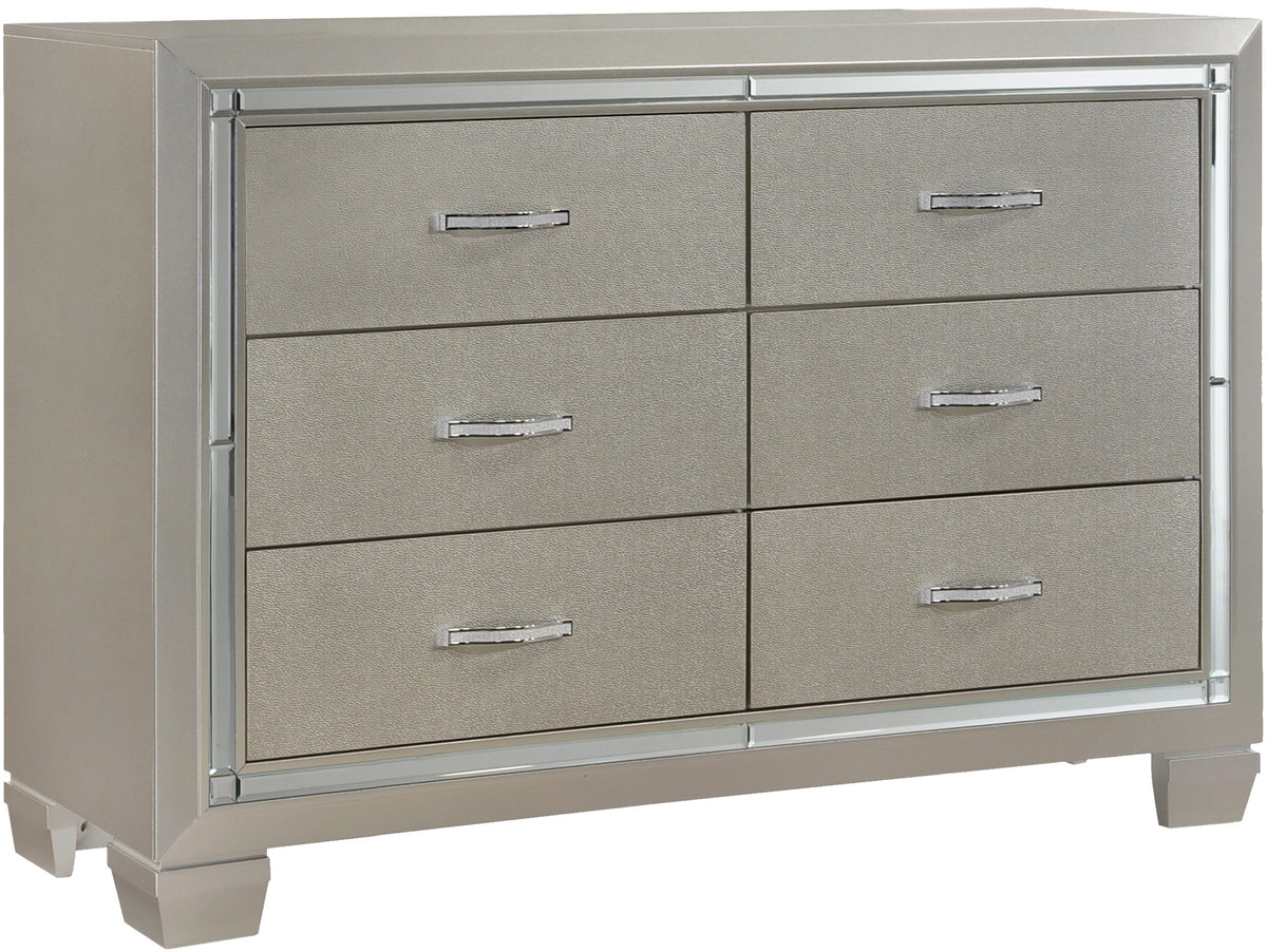GIORGIA Champagne 54" Wide YOUTH Dresser & Lighted Mirror