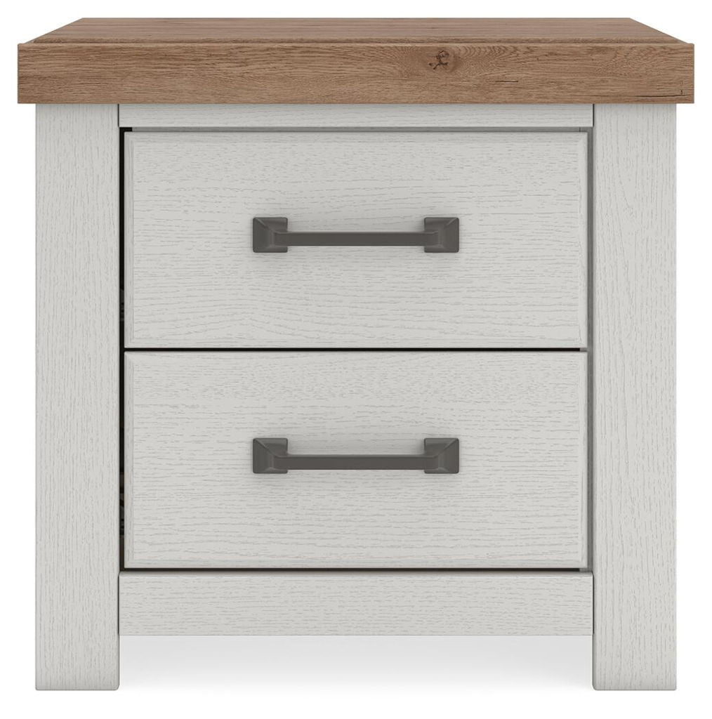 Savonport - Two Drawer Night Stand - White / Brown
