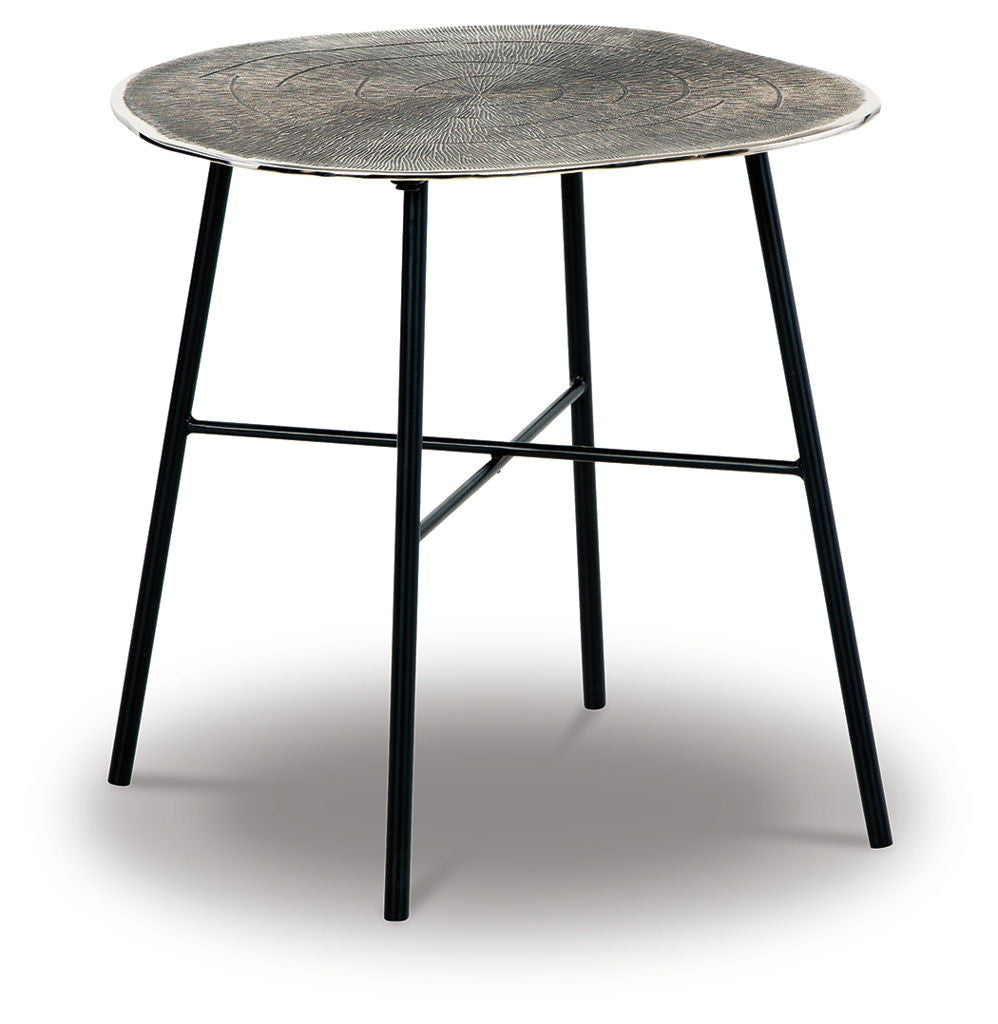 Laverford - Round End Table - Chrome / Black