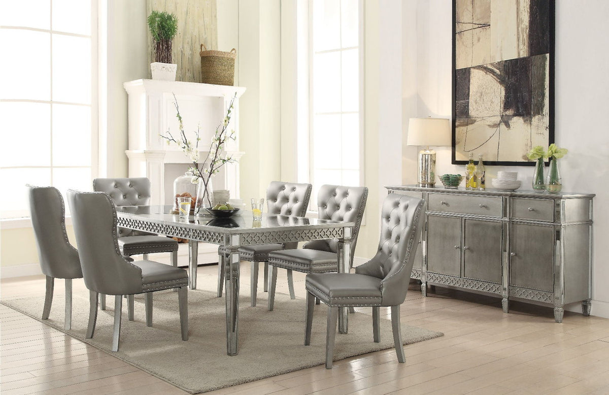 Kacela - Side Chair (Set of 2) - Champagne Synthetic Leather & Champagne