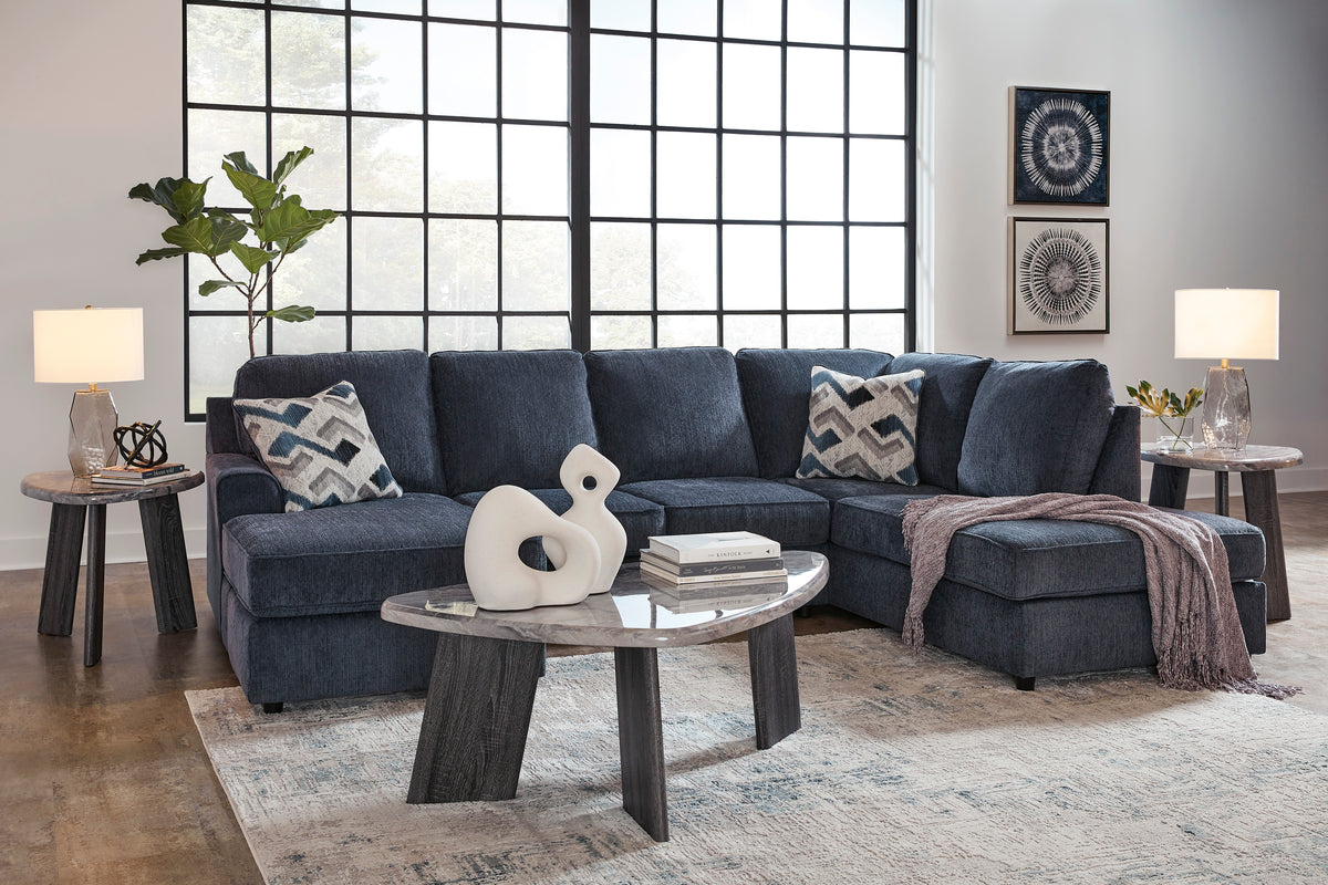 SONDRA Blue 125" Wide Double Chaise Sectional
