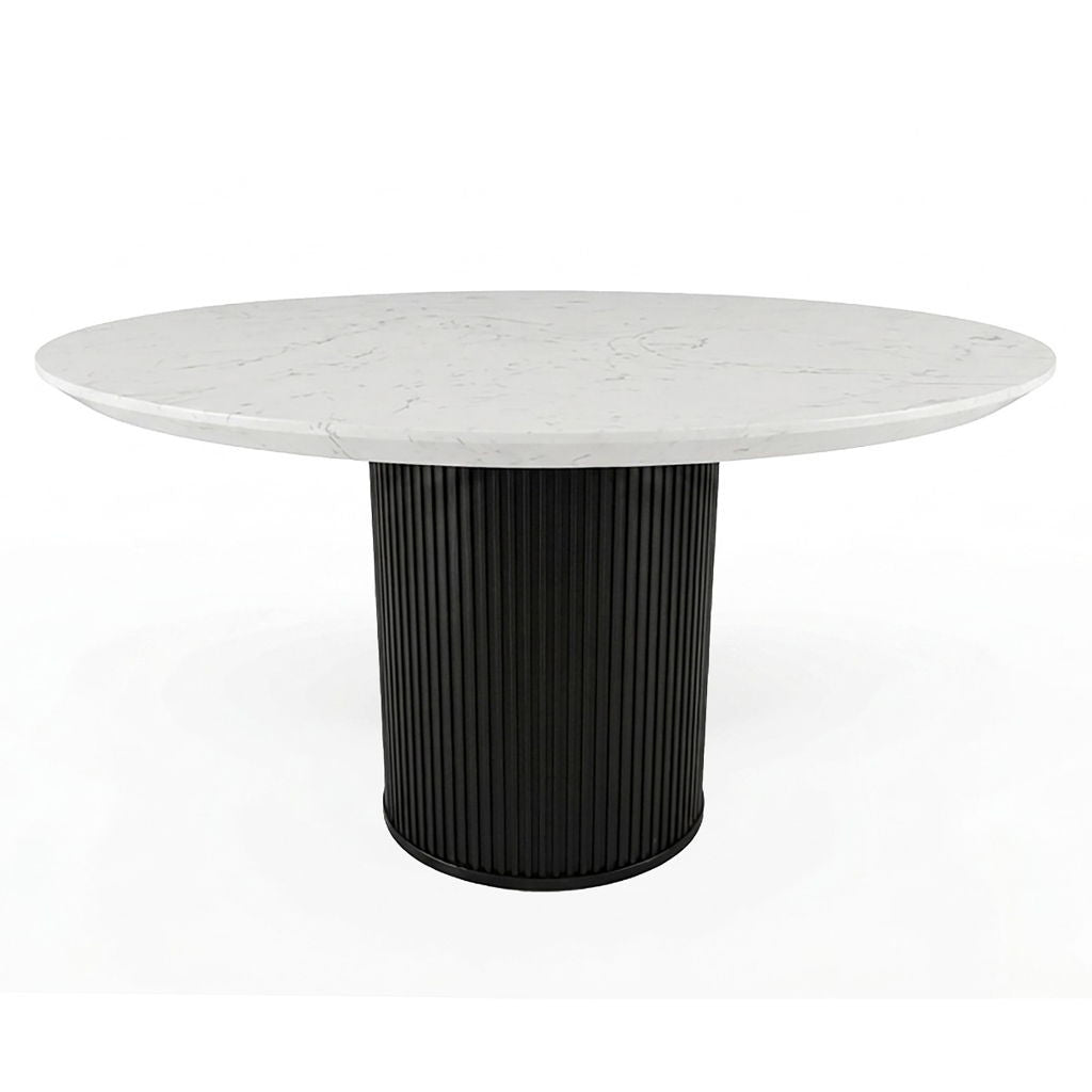 Jaramillo - Round Dining Table With Engineered Marble Top - Engineered Marble Top & Black