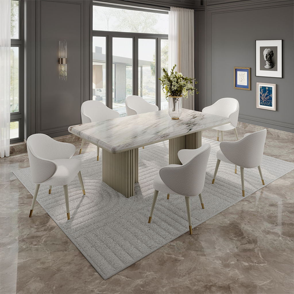 Charity - Dining Table - Natural Marble Top & Gray Oak