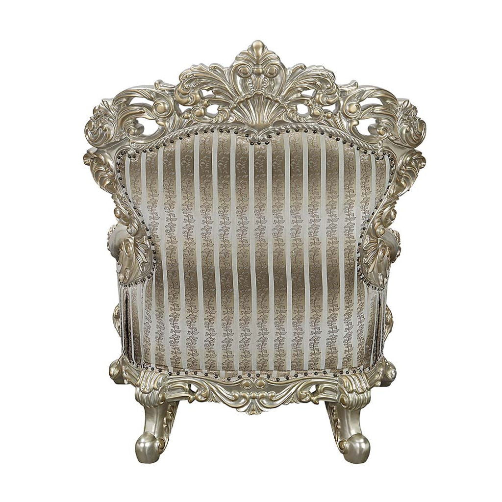 Sorina - Chair With 2 Pillows - Velvet, Fabric & Antique Gold