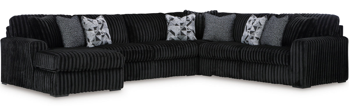 BOCELLI Black Corduroy 151" Wide x 121" Depth Oversized Sectional
