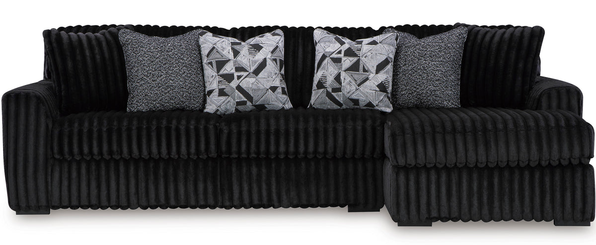 BOCELLI Black Corduroy 120" Wide x 65" Depth Oversized Sectional