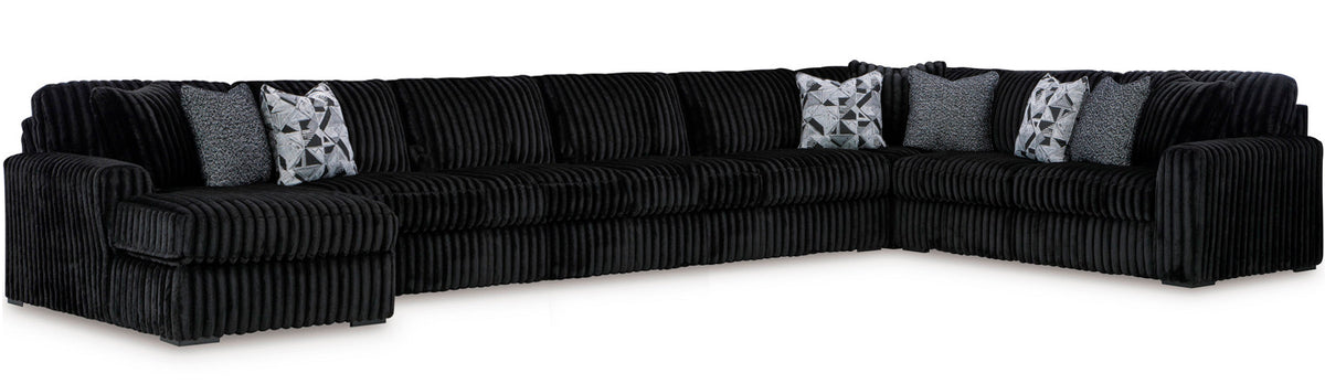 BOCELLI Black Corduroy 223" Wide x 121" Depth Oversized Sectional