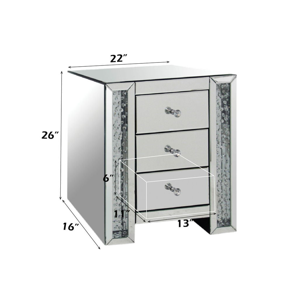 Nysa - Accent Table - Mirrored & Faux Crystals