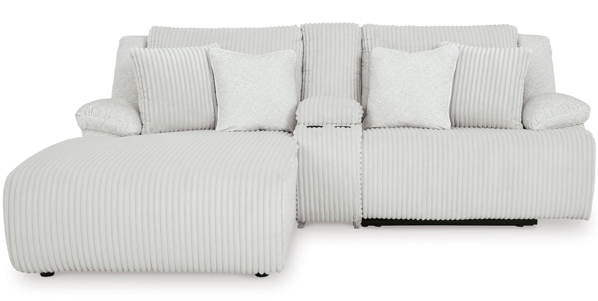 CORSICA Alloy Corduroy 96" x 73" 3 Piece Reclining Sectional with 2 Recliners