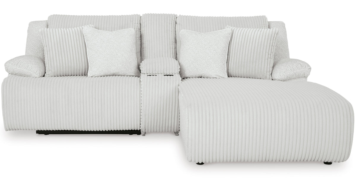 CORSICA Alloy Corduroy 96" x 73" 3 Piece Reclining Sectional with 2 Recliners