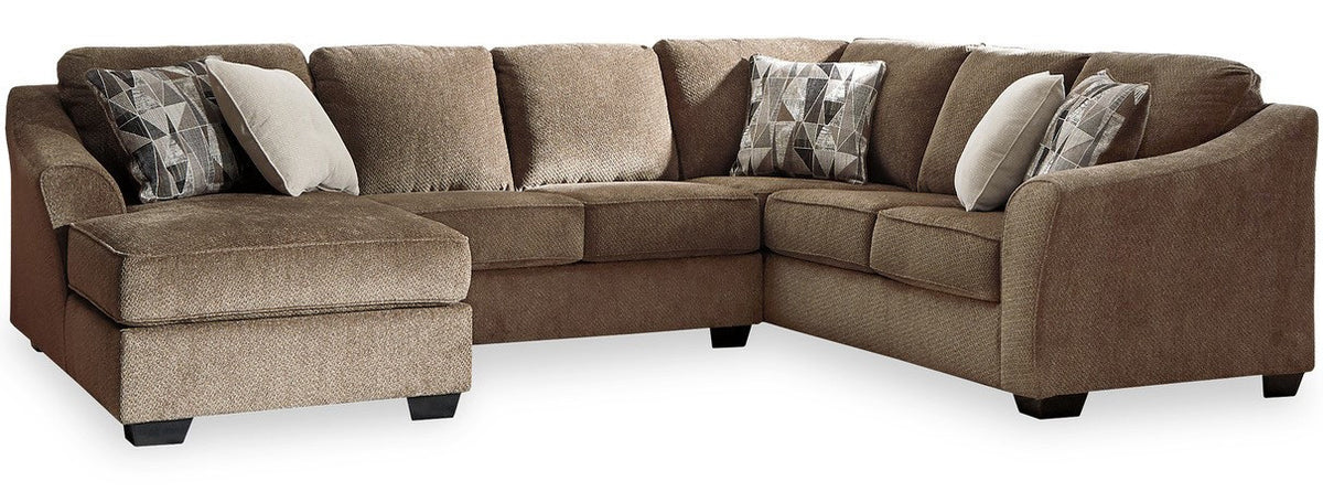 HAZMEL Teak Chenille 131" x 97" Oversized Sectional