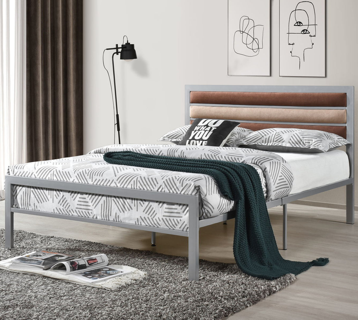SALADO Gray Metal 38" Height Platform Bed