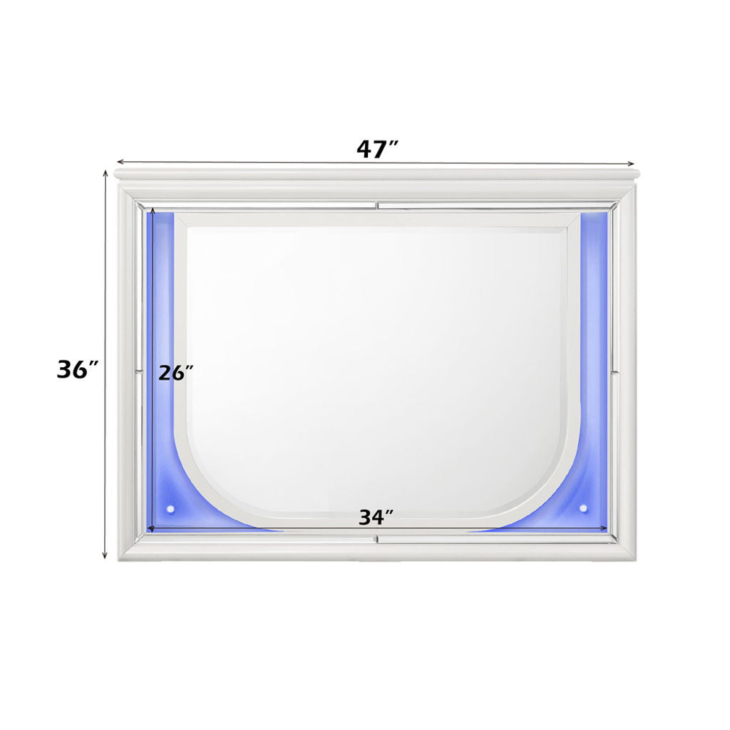 Tarian - Mirror With LED - Pearl White