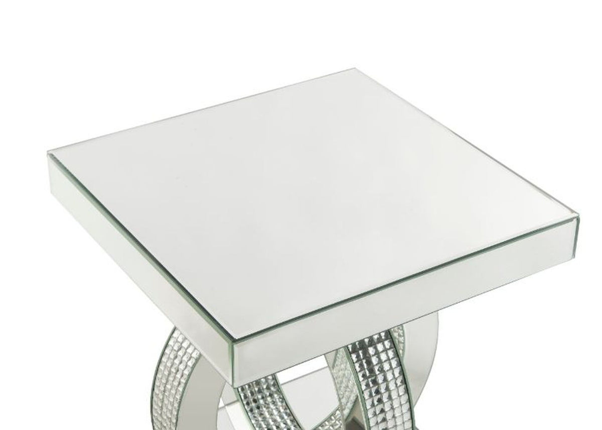 Ornat - End Table - Mirrored & Faux Square Diamonds