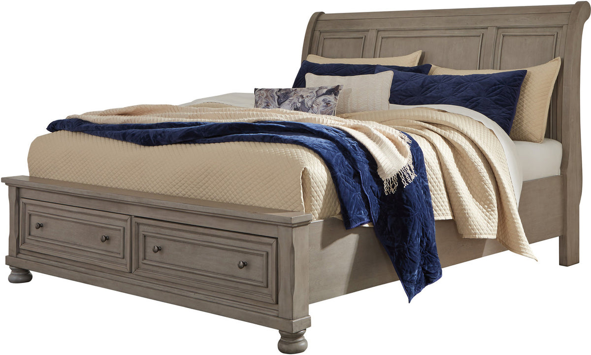 BELTON Light Gray Storage Sleigh Bed