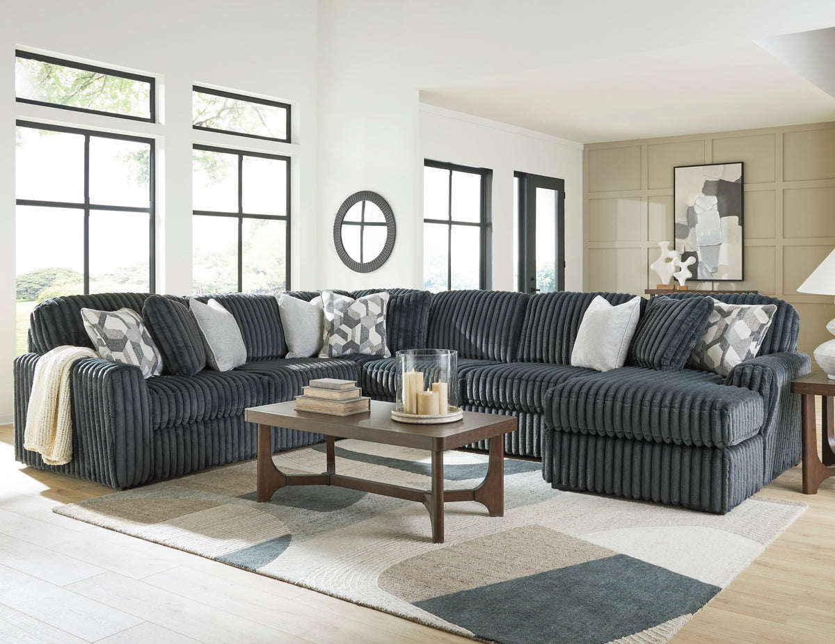 BOCELLI Dark Gray Corduroy 151" Wide x 121" Depth Oversized Sectional