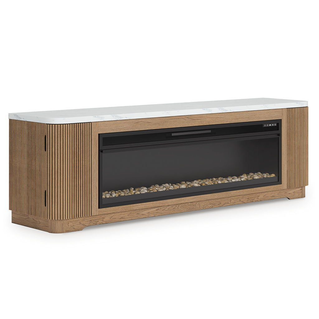 Camdill - 80" TV Stand With Electric Fireplace - Light Brown