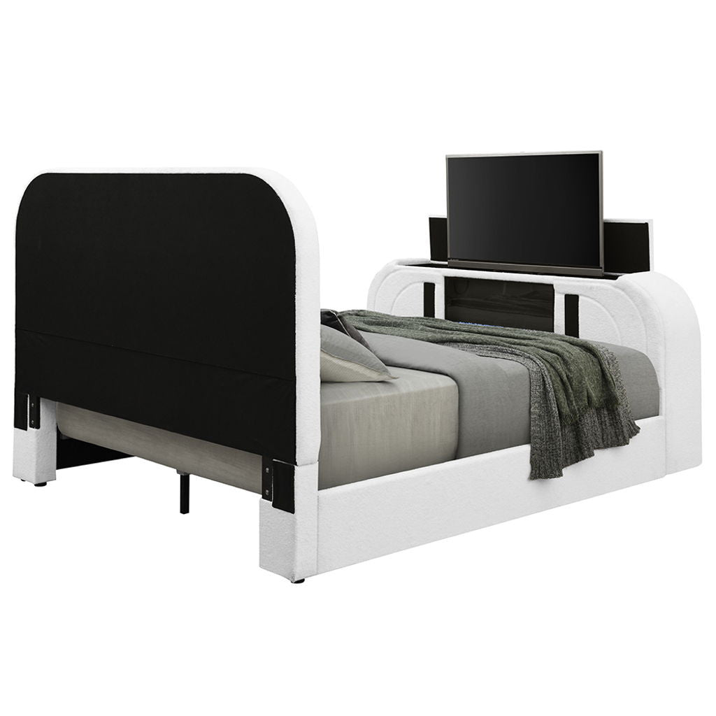Shelyn - Bed With LED, TV Cabinet, Fireplace & Bluetooth