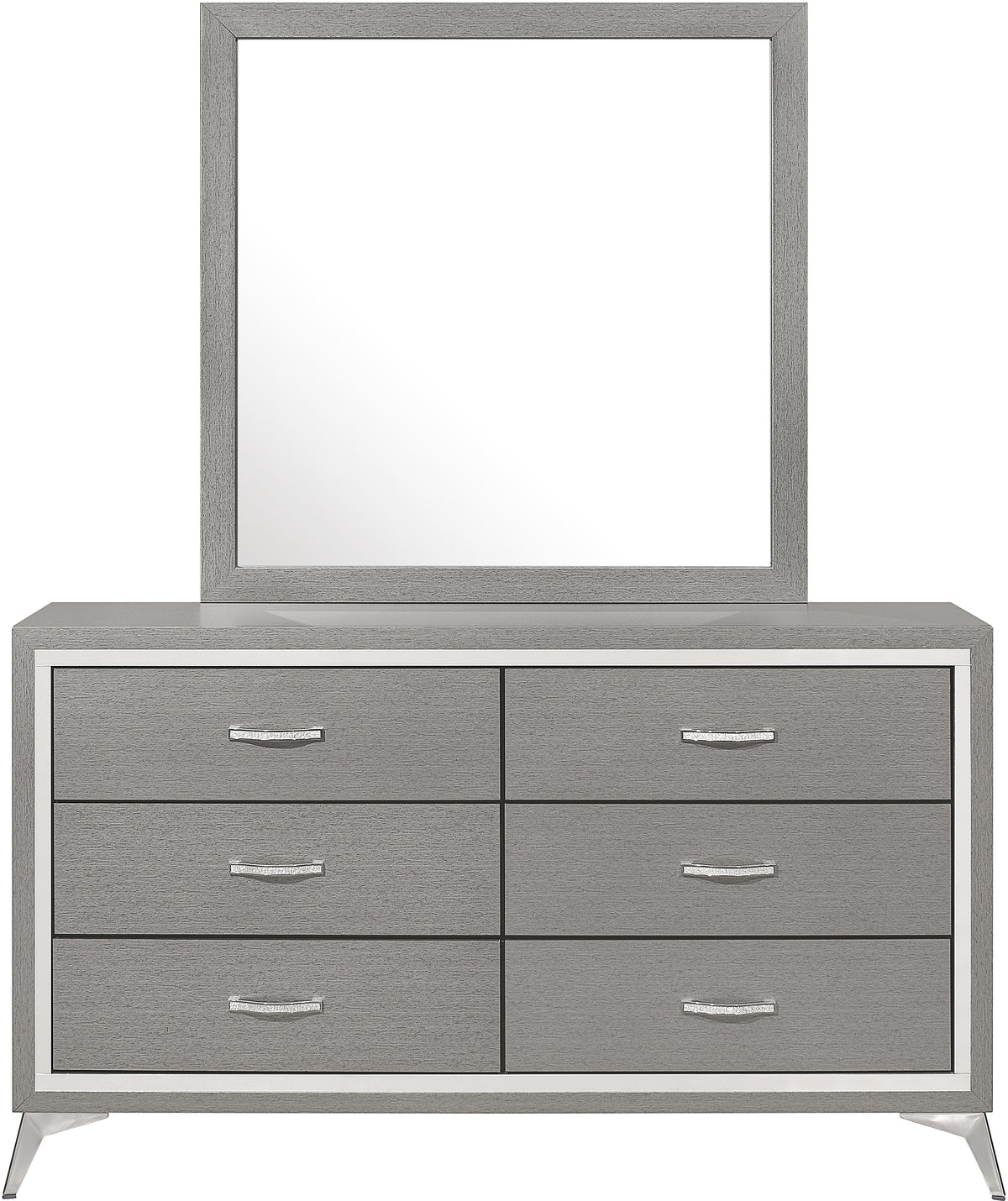 ELEINA Silver 58" Wide x 74" Height Dresser & Mirror