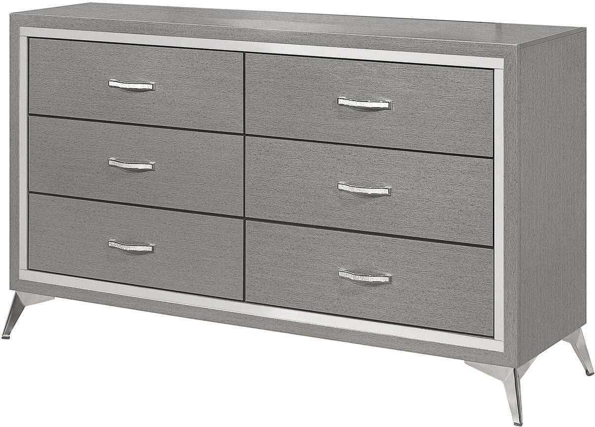 ELEINA Silver 58" Wide x 74" Height Dresser & Mirror