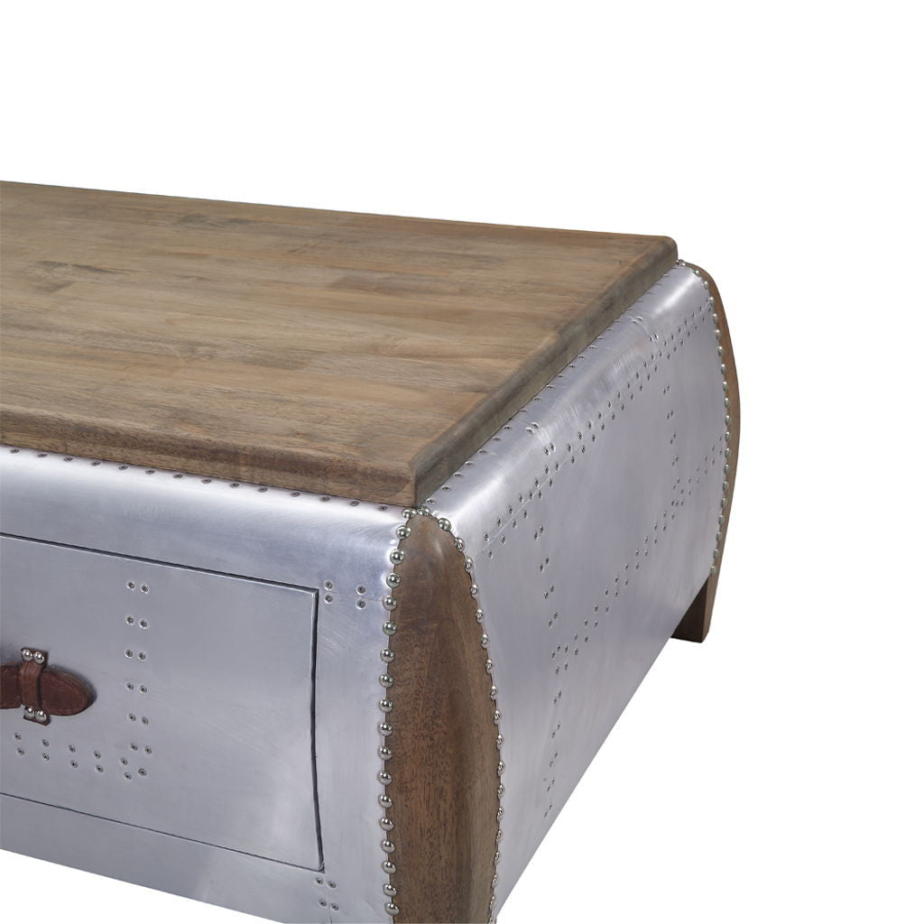 Brancaster - Coffee Table - Antique Oak & Aluminum