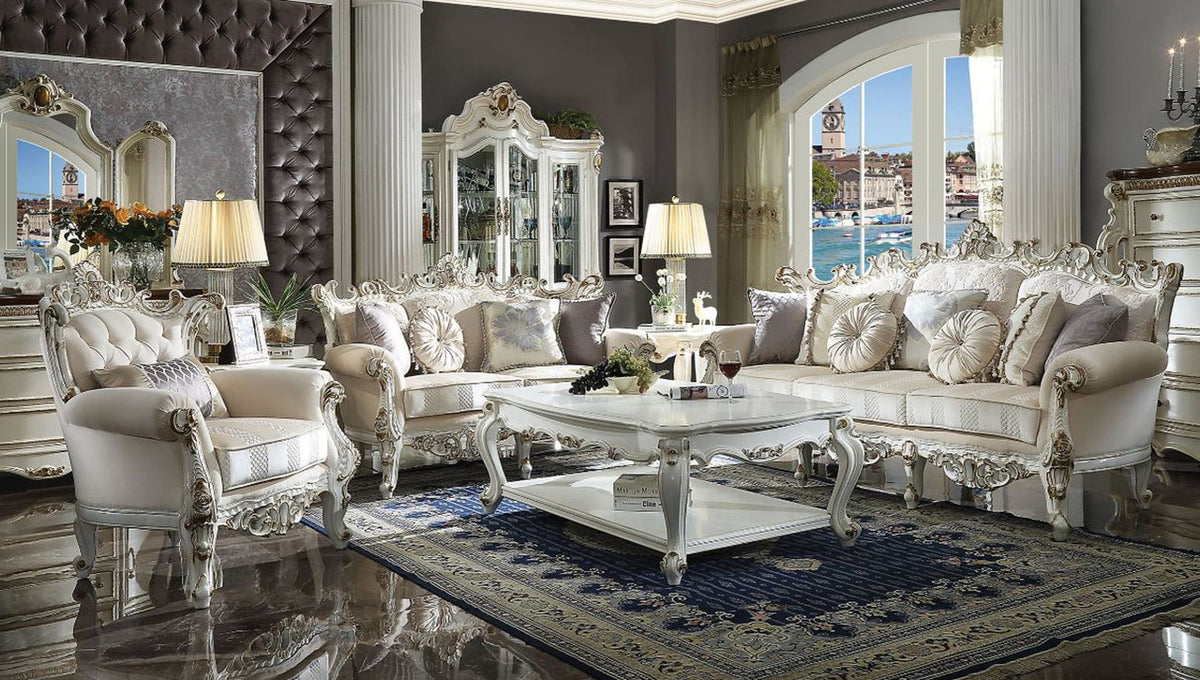 Picardy II - Sofa With 7 Pillows - Fabric & Antique Pearl