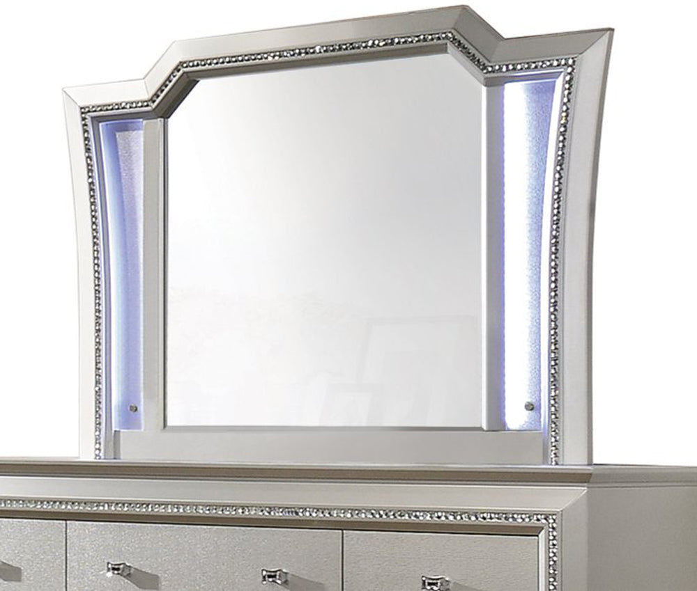 MARVILLA Silver LED 66" Wide Dresser & Mirror