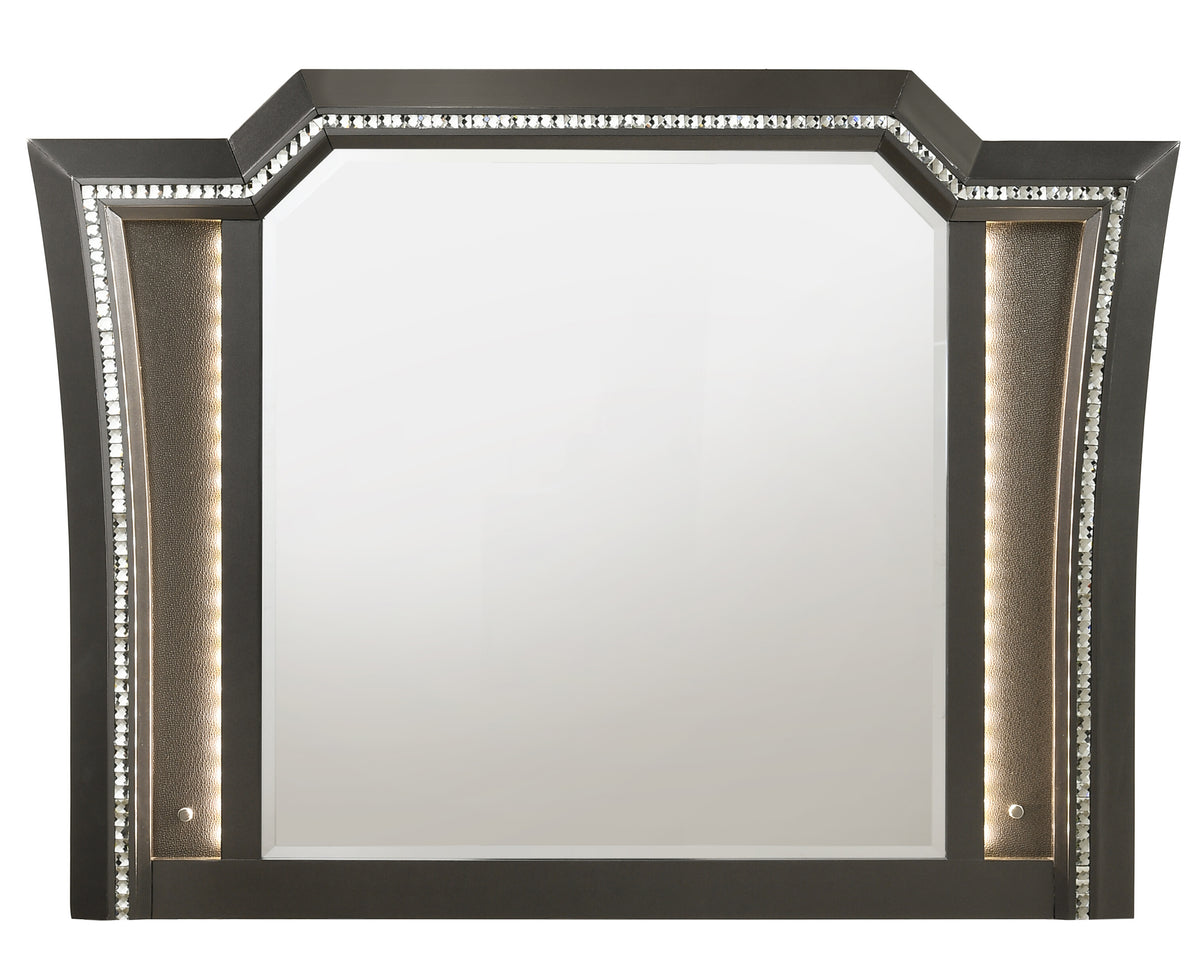 MARVILLA Gray LED 66" Wide Dresser & Mirror