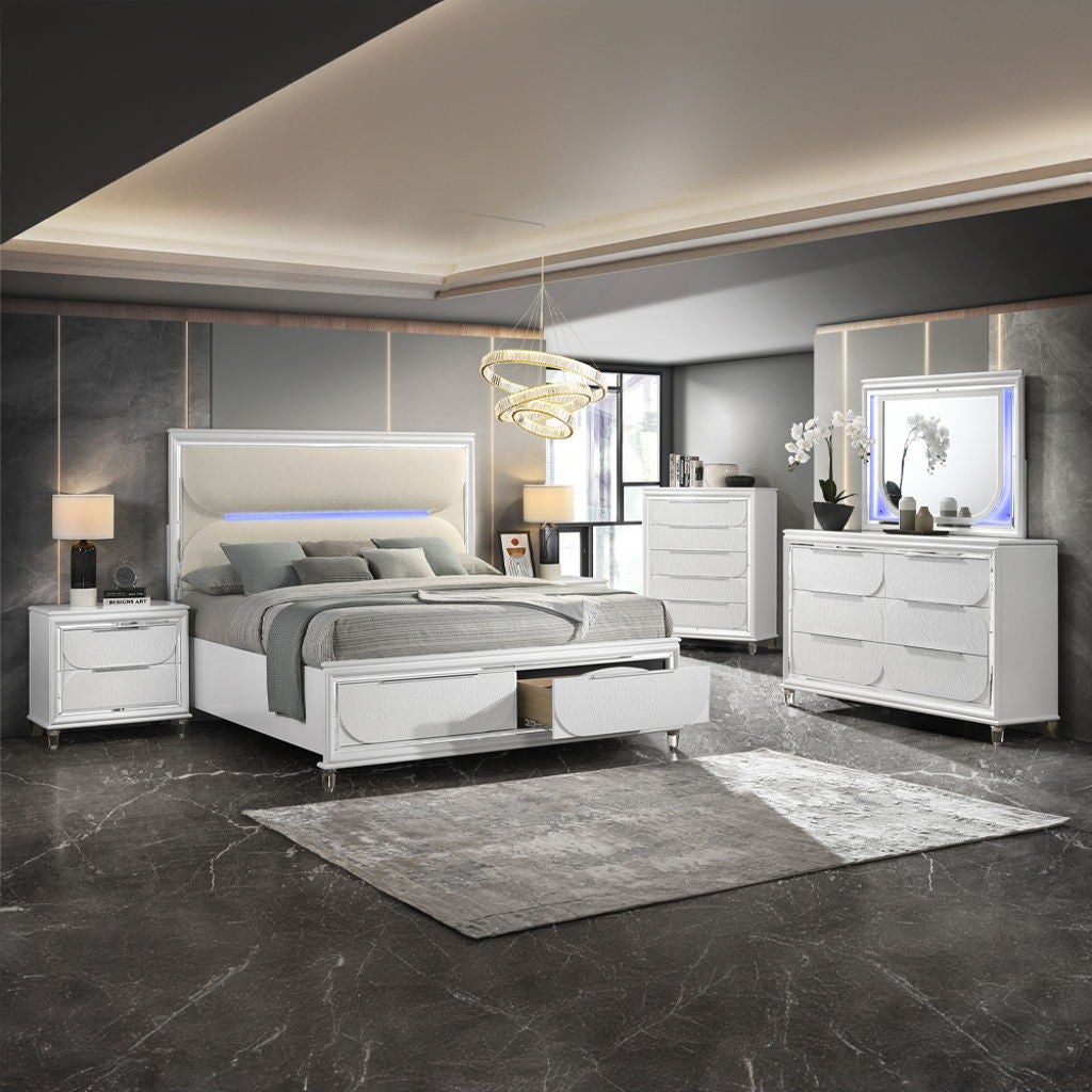 Tarian - Mirror With LED - Pearl White