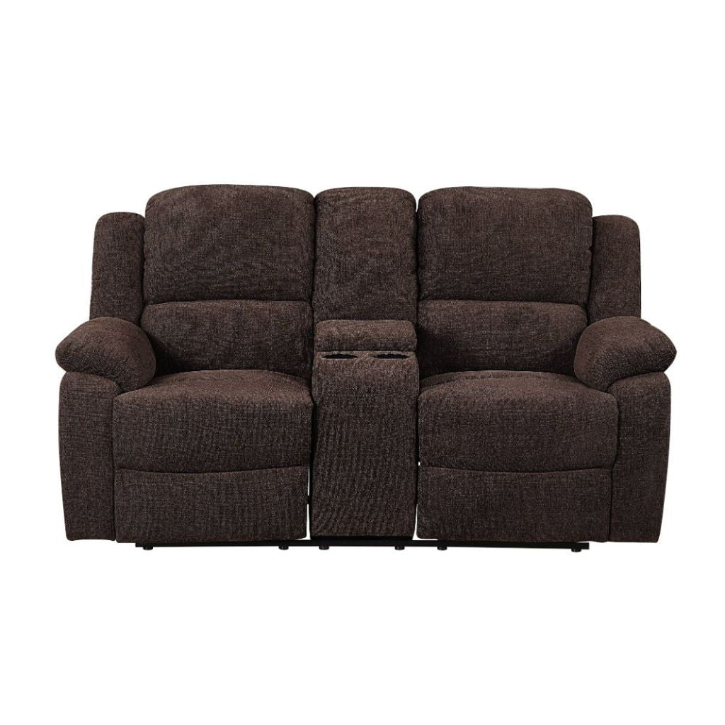 Madden - Motion Loveseat With Console - Brown Chenille