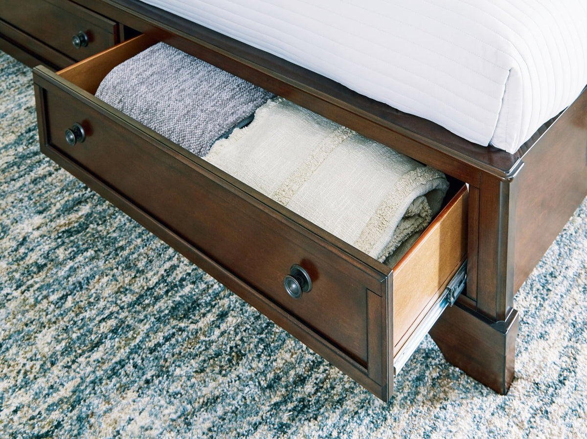 Trellington - Queen Sleigh Storage Bed - Brown