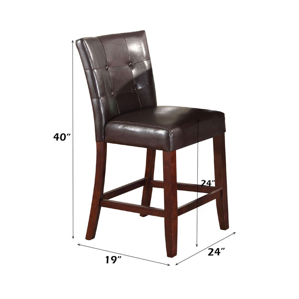 Britney - 20" Counter Height Chair (Set of 2) - Espresso Synthetic Leather & Walnut