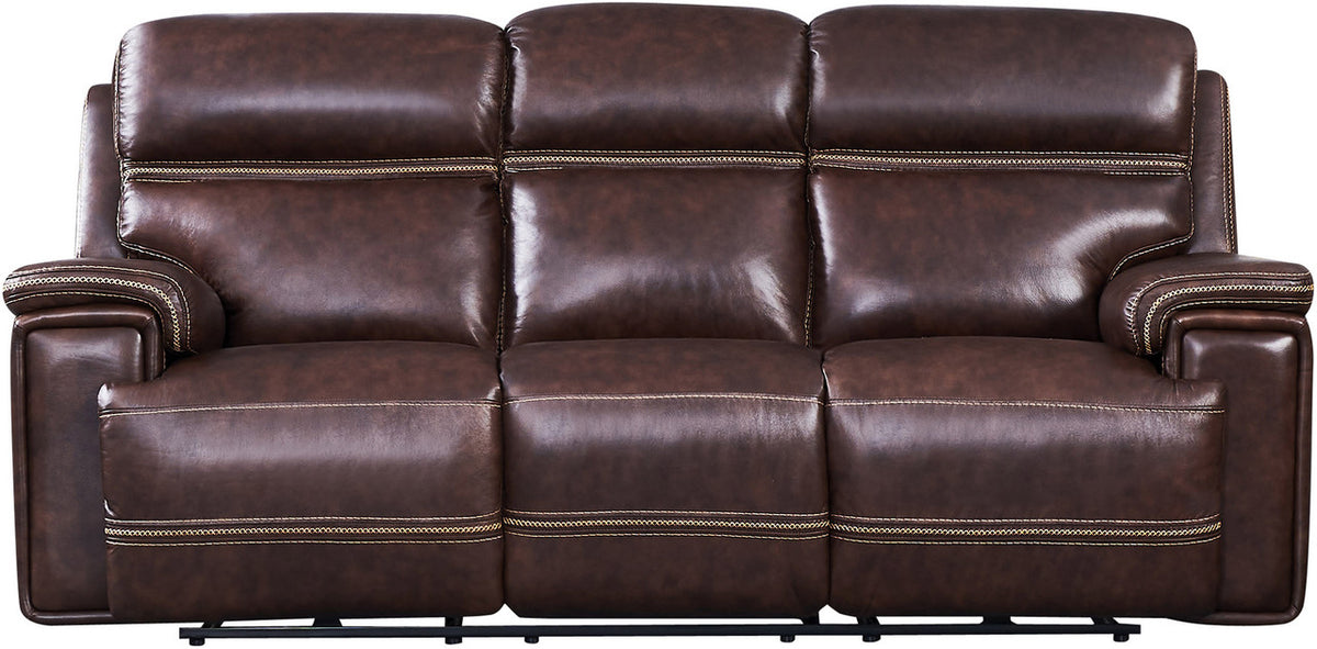 ALCAZAR Dark Brown 100% Top-Grain Leather Power Reclining Livingroom with Adjustable Headrests