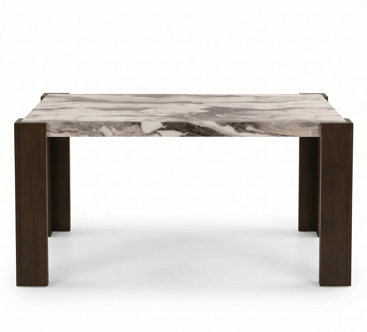 ALLENDE Brown Faux Marble 66" Depth x 40" Wide Dining Table