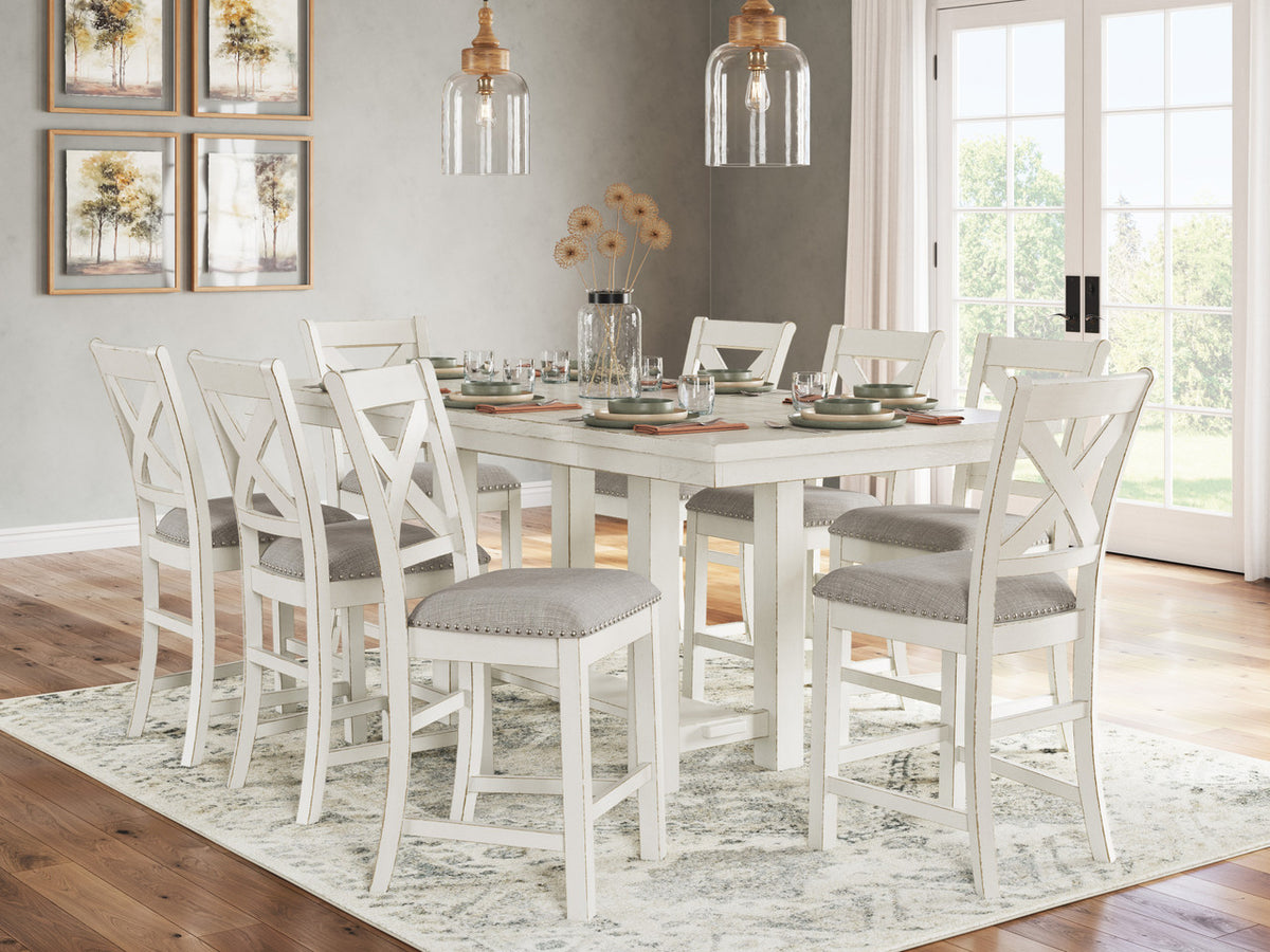 ALPINE White 9 Piece Counter Height Set