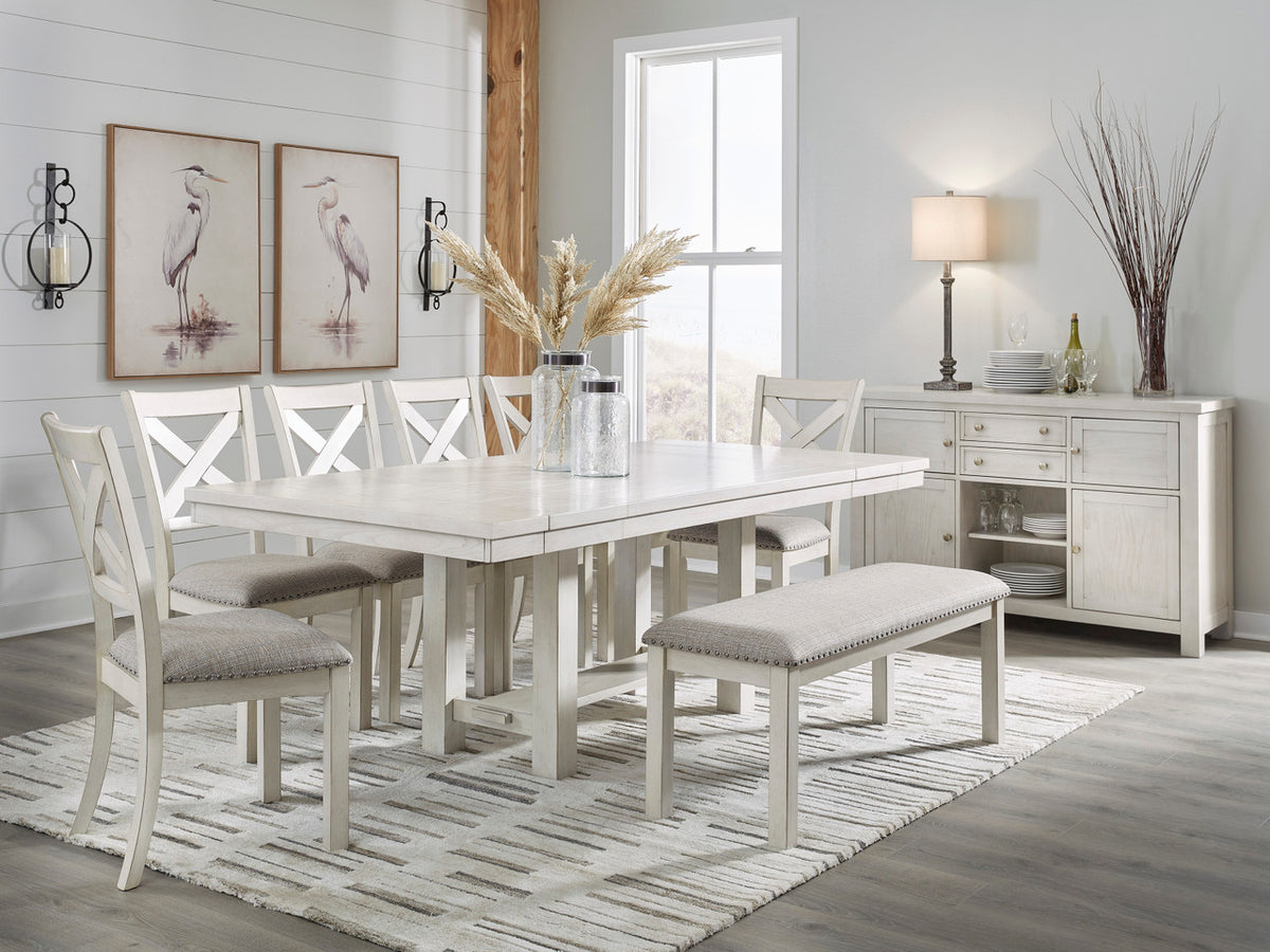 ALPINE White 8 Piece Dining Height Set